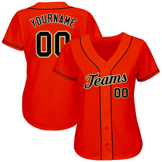 Custom Orange Black-Old Gold Authentic Baseball Jersey - Sky-Custom