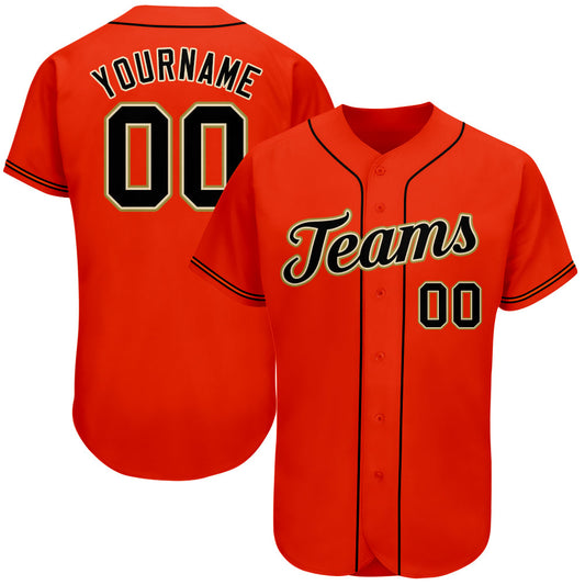 Custom Orange Black-Old Gold Authentic Baseball Jersey - Sky-Custom