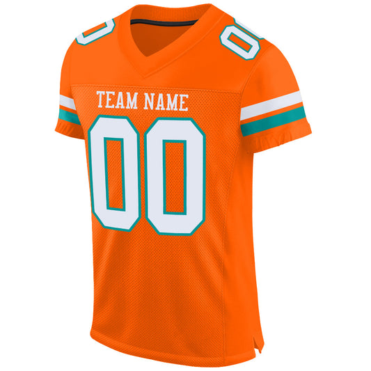 Custom Orange White-Aqua Mesh Authentic Football Jersey - Sky-Custom