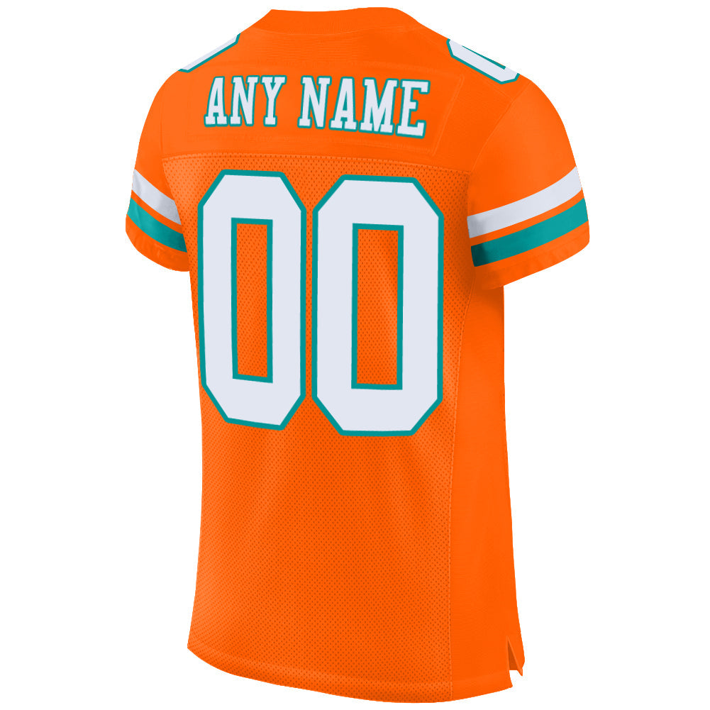 Custom Orange White-Aqua Mesh Authentic Football Jersey - Sky-Custom