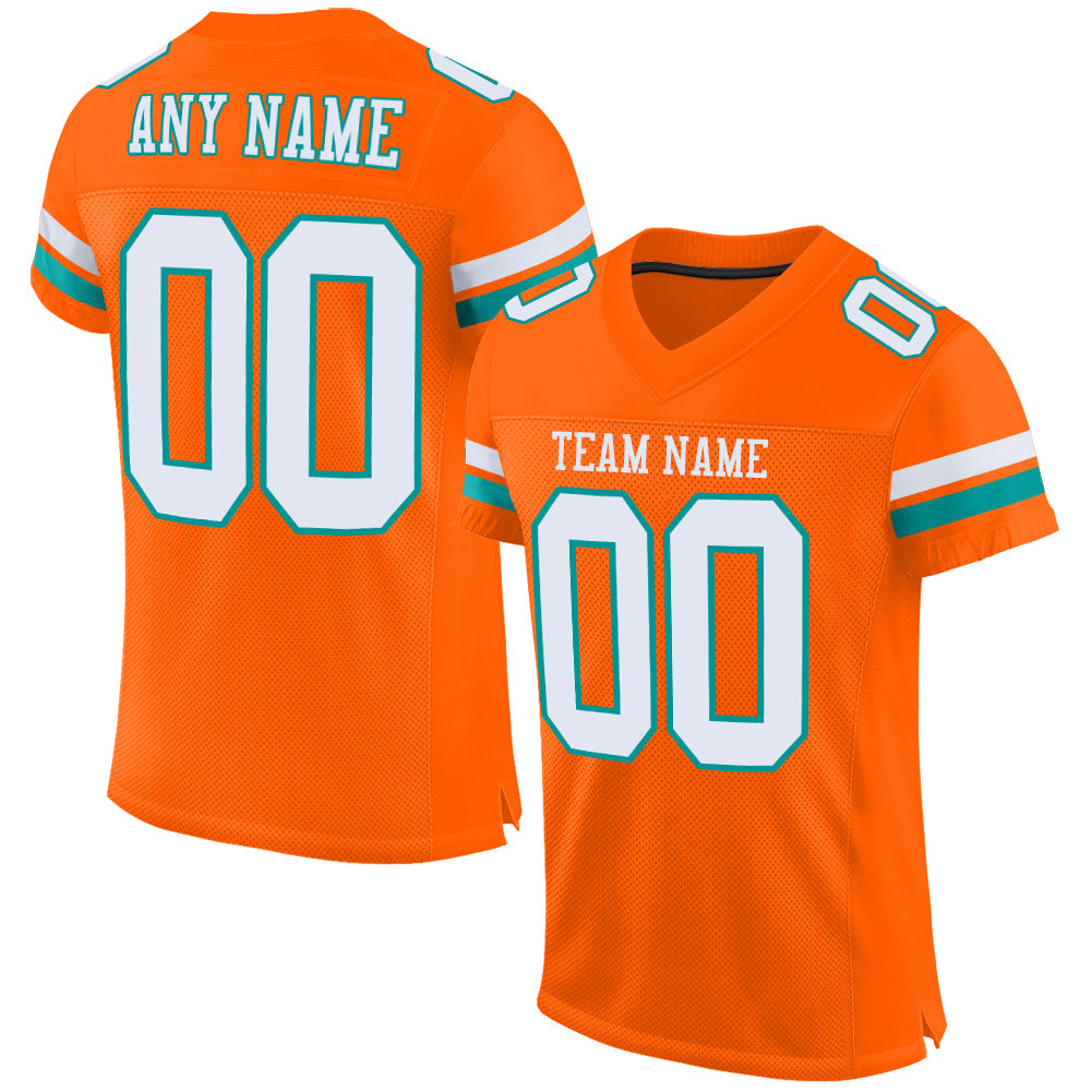 Custom Orange White-Aqua Mesh Authentic Football Jersey - Sky-Custom