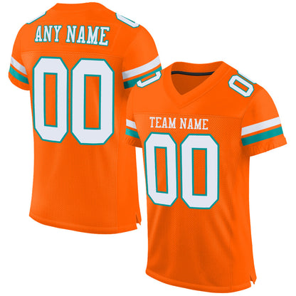 Custom Orange White-Aqua Mesh Authentic Football Jersey - Sky-Custom