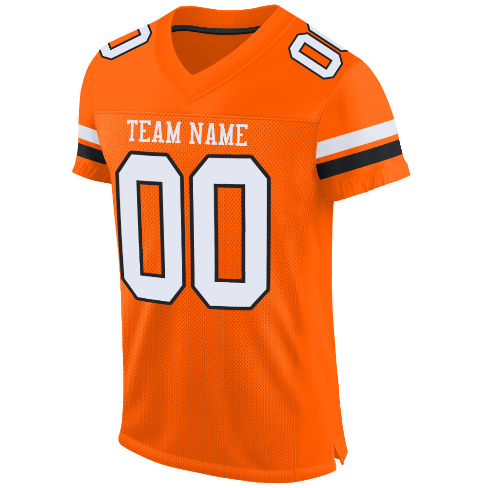 Custom Orange White-Black Mesh Authentic Football Jersey - Sky-Custom