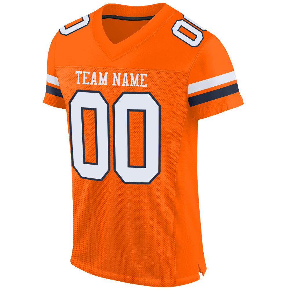 Custom Orange White-Navy Mesh Authentic Football Jersey - Sky-Custom
