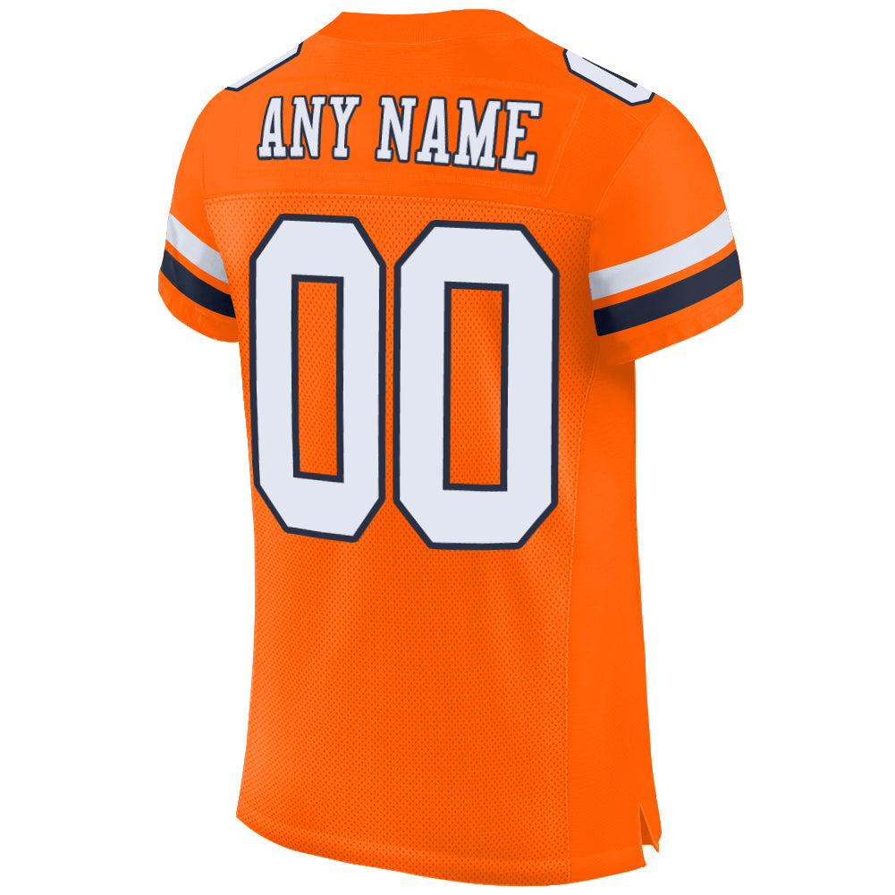 Custom Orange White-Navy Mesh Authentic Football Jersey - Sky-Custom