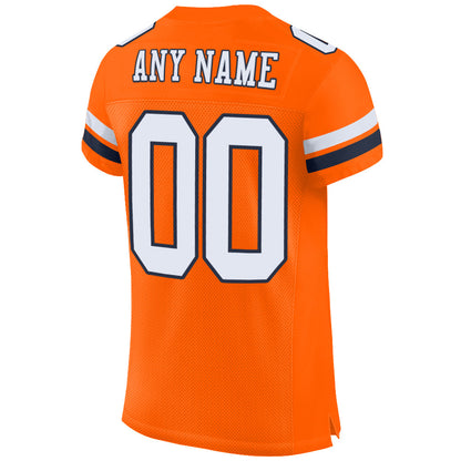 Custom Orange White-Navy Mesh Authentic Football Jersey - Sky-Custom