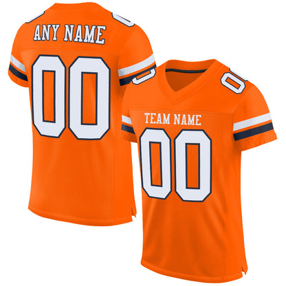 Custom Orange White-Navy Mesh Authentic Football Jersey - Sky-Custom