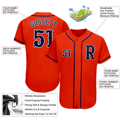 Custom Orange Navy-Gray Authentic Baseball Jersey - Sky-Custom