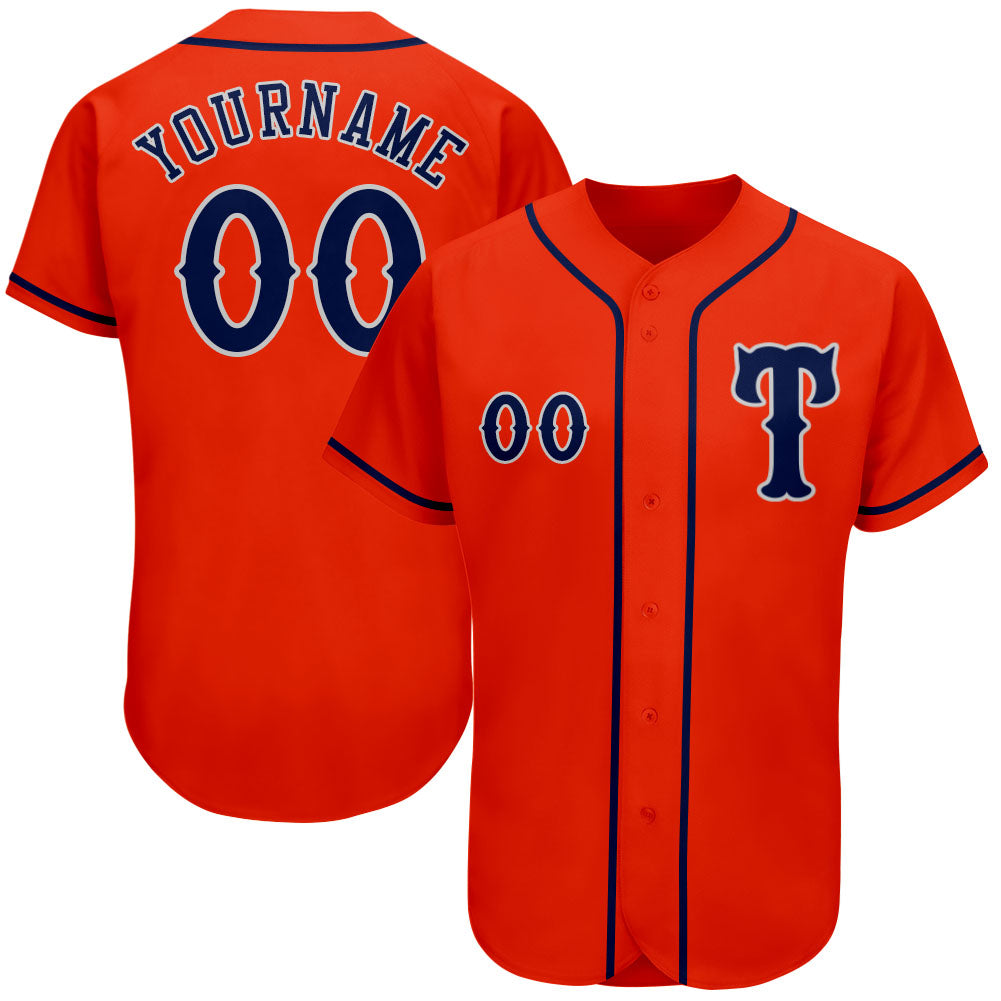Custom Orange Navy-Gray Authentic Baseball Jersey - Sky-Custom
