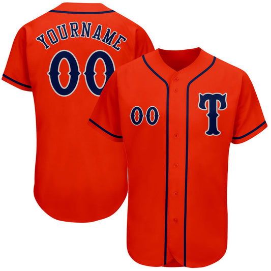 Custom Orange Navy-Gray Authentic Baseball Jersey - Sky-Custom