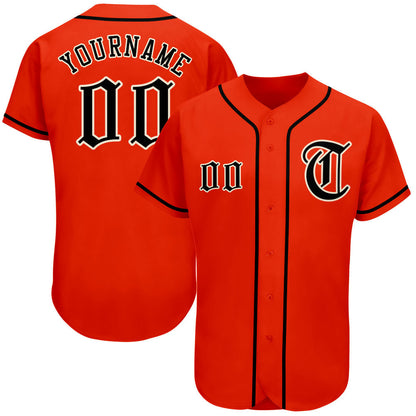 Custom Orange Black-Cream Authentic Baseball Jersey - Sky-Custom