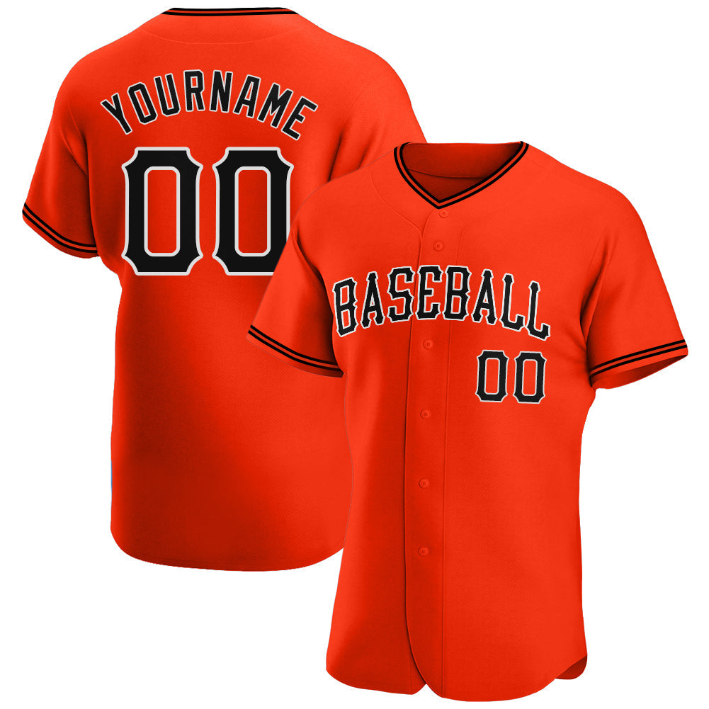 Custom Orange Black-White Authentic Baseball Jersey - Sky-Custom