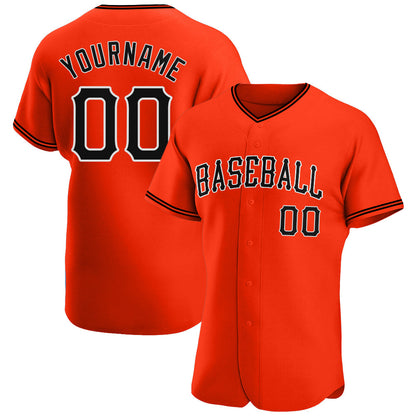 Custom Orange Black-White Authentic Baseball Jersey - Sky-Custom