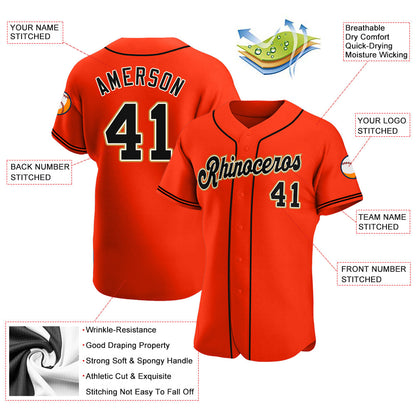 Custom Orange Black-Cream Authentic Baseball Jersey - Sky-Custom