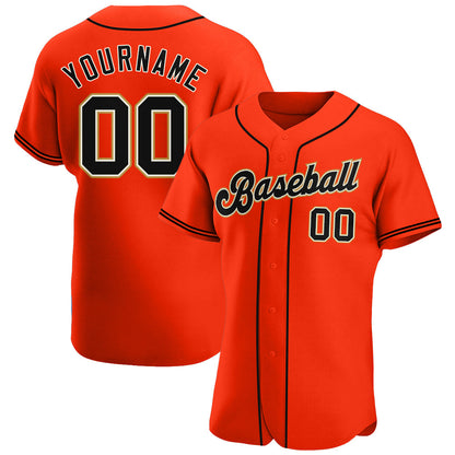 Custom Orange Black-Cream Authentic Baseball Jersey - Sky-Custom