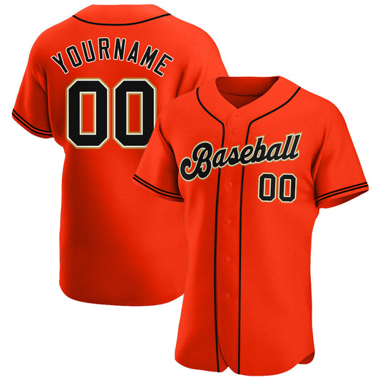 Custom Orange Black-Cream Authentic Baseball Jersey - Sky-Custom