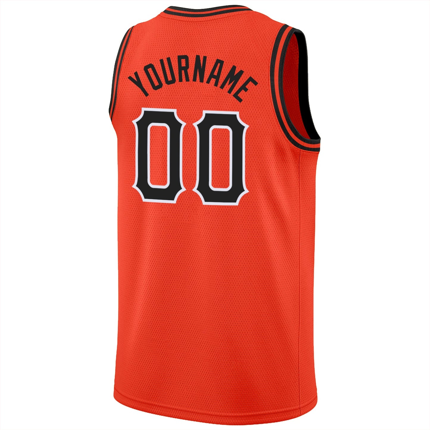 Custom Orange Black-White Round Neck Rib-Knit Basketball Jersey - Sky-Custom