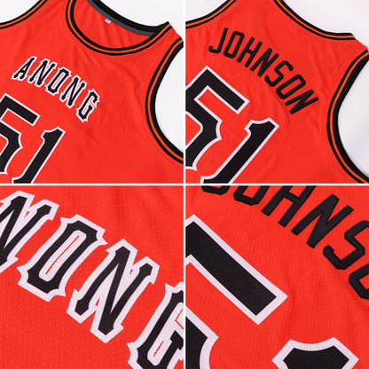 Custom Orange Black-White Round Neck Rib-Knit Basketball Jersey - Sky-Custom