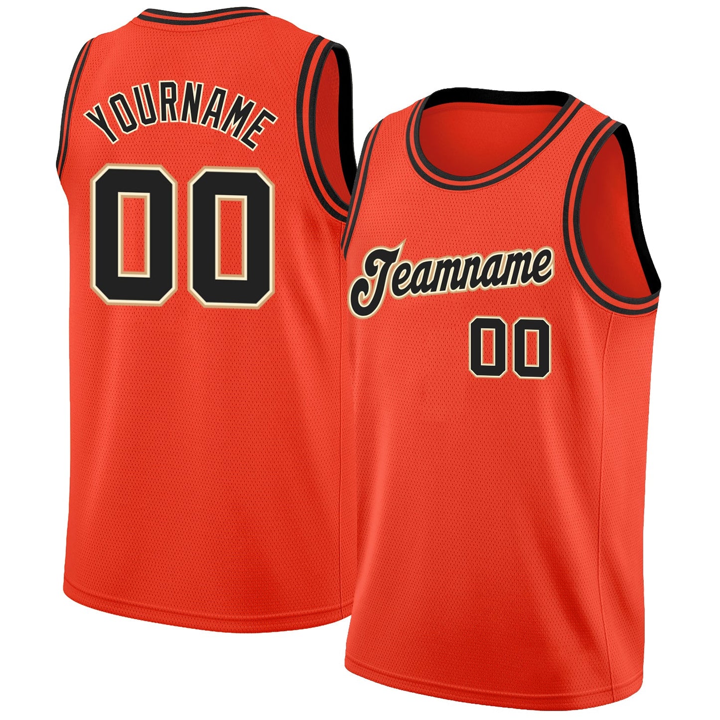 Custom Orange Black-Cream Round Neck Rib-Knit Basketball Jersey - Sky-Custom