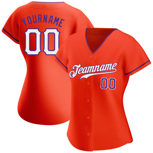 Custom Orange White-Purple Authentic Baseball Jersey - Sky-Custom