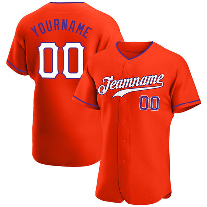 Custom Orange White-Purple Authentic Baseball Jersey - Sky-Custom