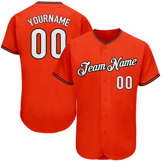 Custom Orange White-Black Authentic Baseball Jersey - Sky-Custom
