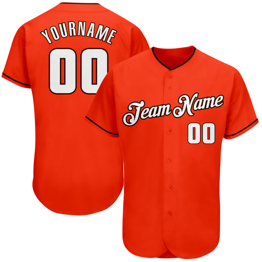 Custom Orange White-Brown Authentic Baseball Jersey - Sky-Custom
