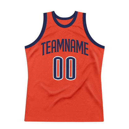 Custom Orange Navy-White Authentic Throwback Basketball Jersey - Sky-Custom