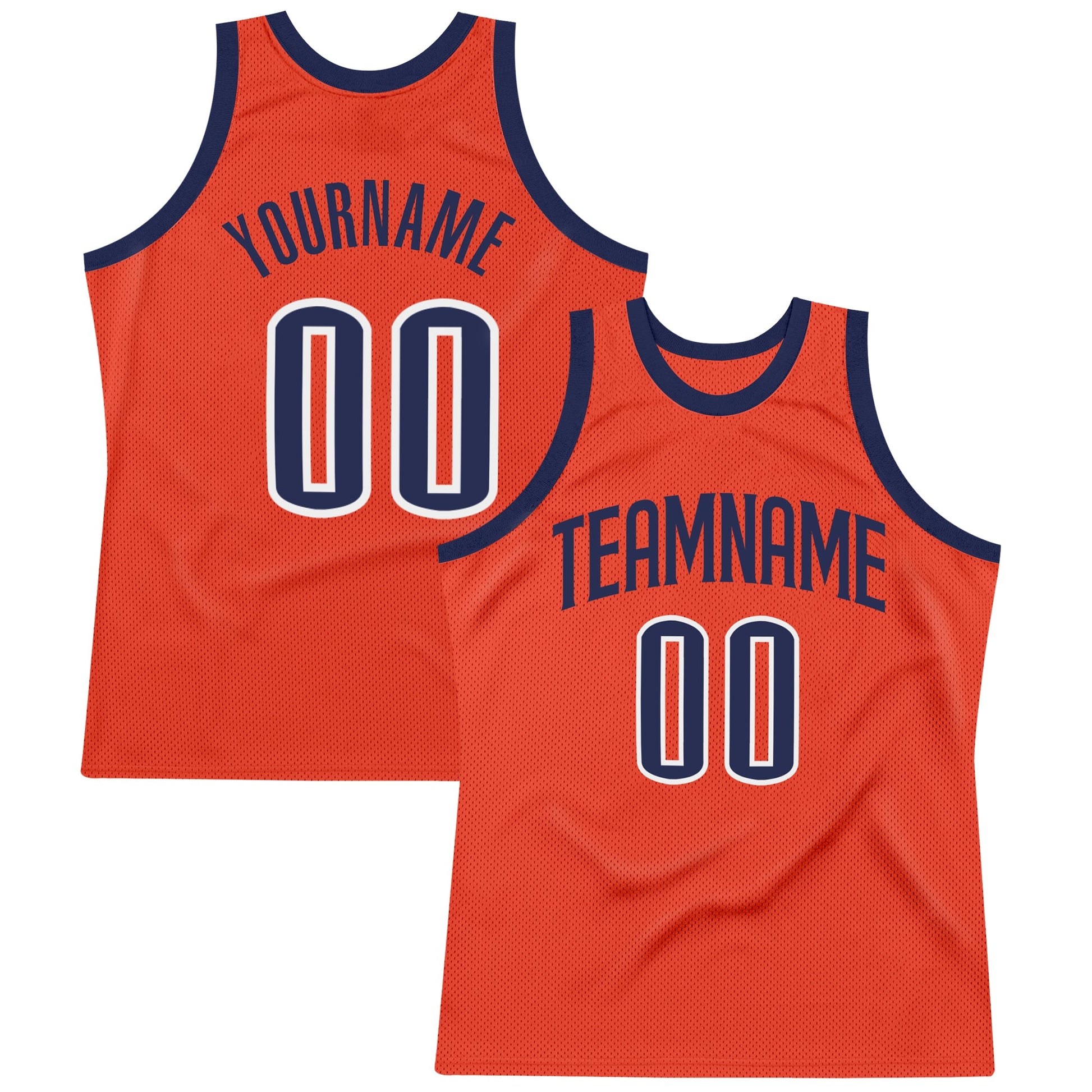 Custom Orange Navy-White Authentic Throwback Basketball Jersey - Sky-Custom