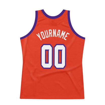 Custom Orange White-Purple Authentic Throwback Basketball Jersey - Sky-Custom