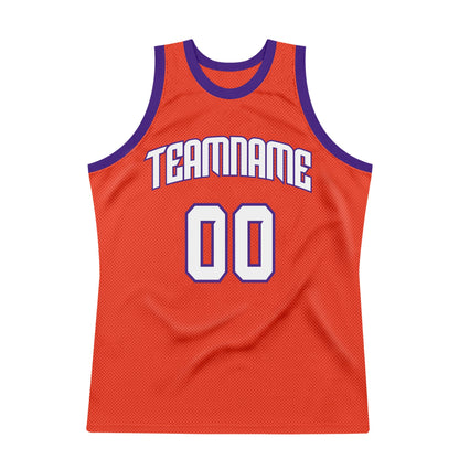 Custom Orange White-Purple Authentic Throwback Basketball Jersey - Sky-Custom