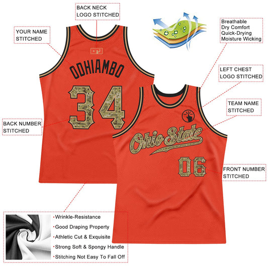 Custom Orange Camo-Old Gold Authentic Throwback Basketball Jersey - Sky-Custom