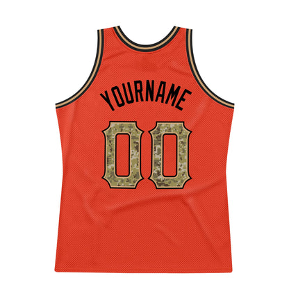 Custom Orange Camo-Old Gold Authentic Throwback Basketball Jersey - Sky-Custom