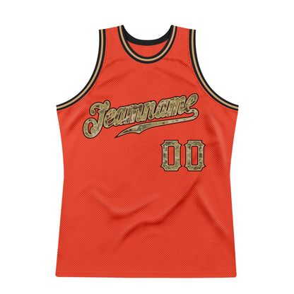 Custom Orange Camo-Old Gold Authentic Throwback Basketball Jersey - Sky-Custom