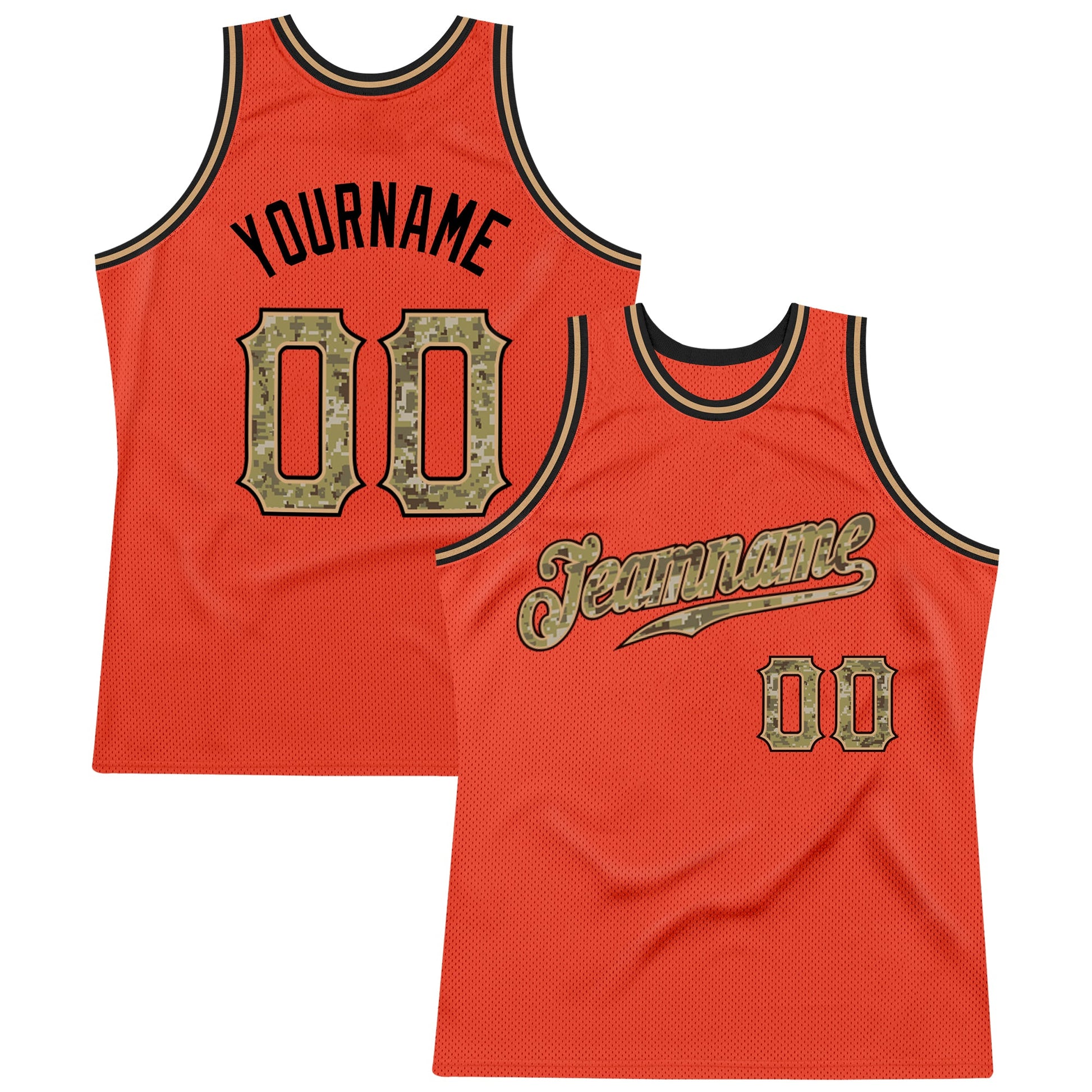 Custom Orange Camo-Old Gold Authentic Throwback Basketball Jersey - Sky-Custom