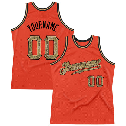 Custom Orange Camo-Old Gold Authentic Throwback Basketball Jersey - Sky-Custom