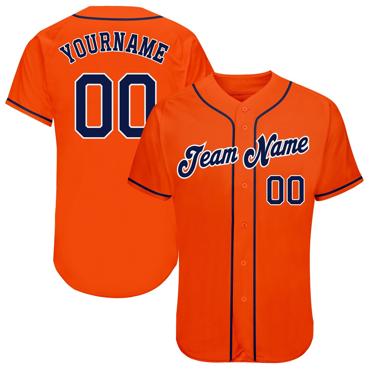Custom Orange Navy-White Authentic Baseball Jersey - Sky-Custom