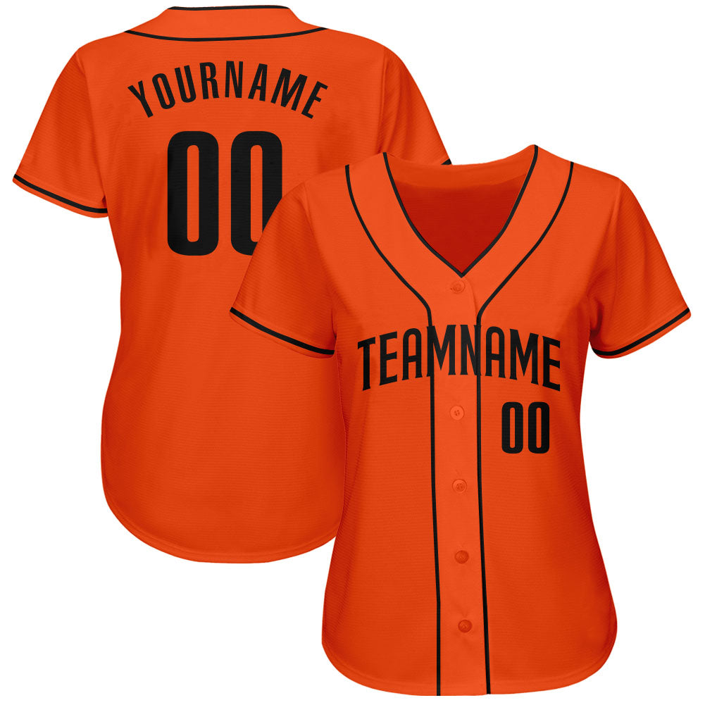 Custom Orange Black Authentic Baseball Jersey - Sky-Custom