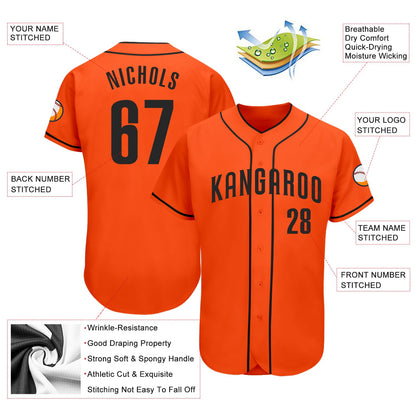 Custom Orange Black Authentic Baseball Jersey - Sky-Custom