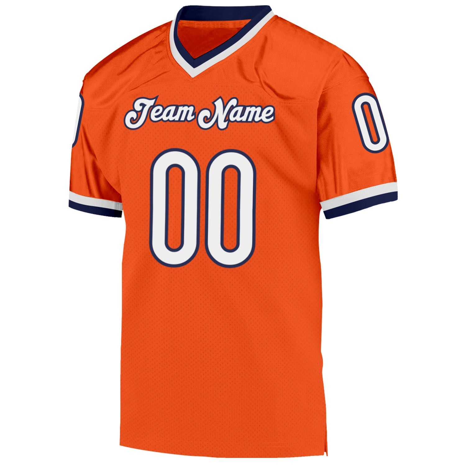 Custom Orange White-Navy Mesh Authentic Throwback Football Jersey - Sky-Custom