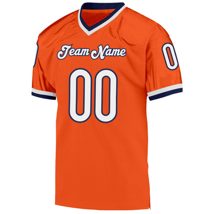Custom Orange White-Navy Mesh Authentic Throwback Football Jersey - Sky-Custom
