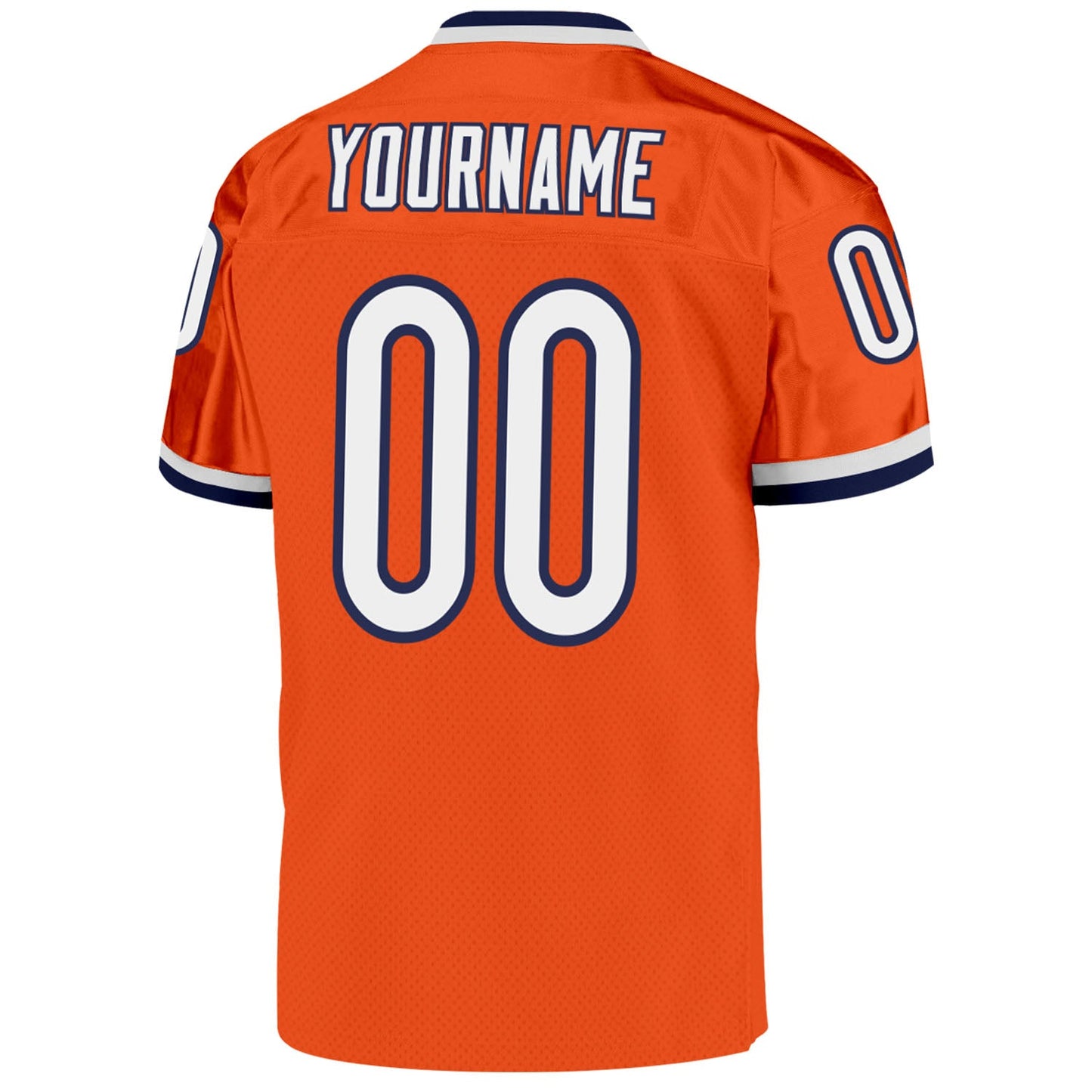 Custom Orange White-Navy Mesh Authentic Throwback Football Jersey - Sky-Custom