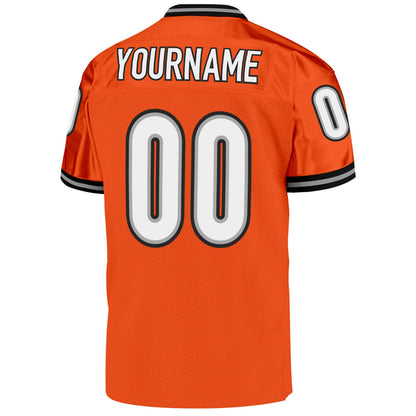 Custom Orange White-Black Mesh Authentic Throwback Football Jersey - Sky-Custom