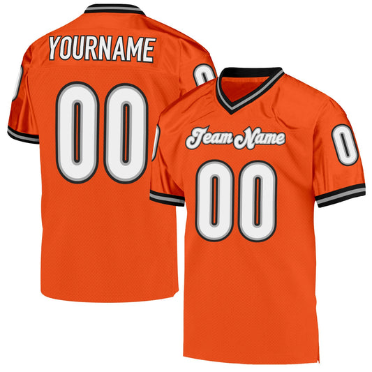 Custom Orange White-Black Mesh Authentic Throwback Football Jersey - Sky-Custom