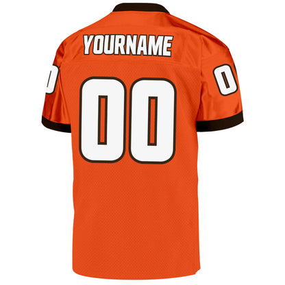 Custom Orange White-Brown Mesh Authentic Throwback Football Jersey - Sky-Custom