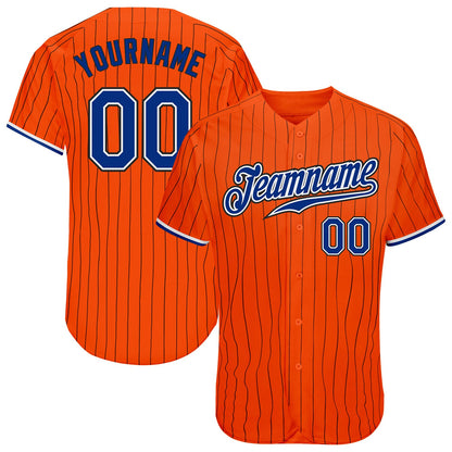 Custom Orange Black Pinstripe Royal-Black Authentic Baseball Jersey - Sky-Custom
