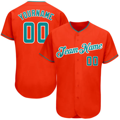 Custom Orange Teal-White Authentic Baseball Jersey - Sky-Custom