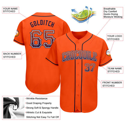 Custom Orange Navy-White Authentic Drift Fashion Baseball Jersey - Sky-Custom