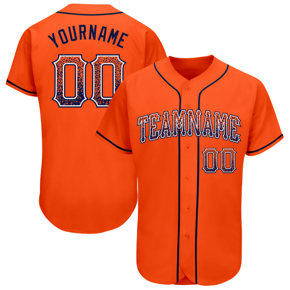 Custom Orange Navy-White Authentic Drift Fashion Baseball Jersey - Sky-Custom