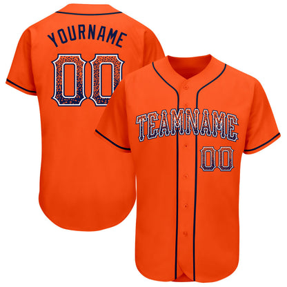 Custom Orange Navy-White Authentic Drift Fashion Baseball Jersey - Sky-Custom